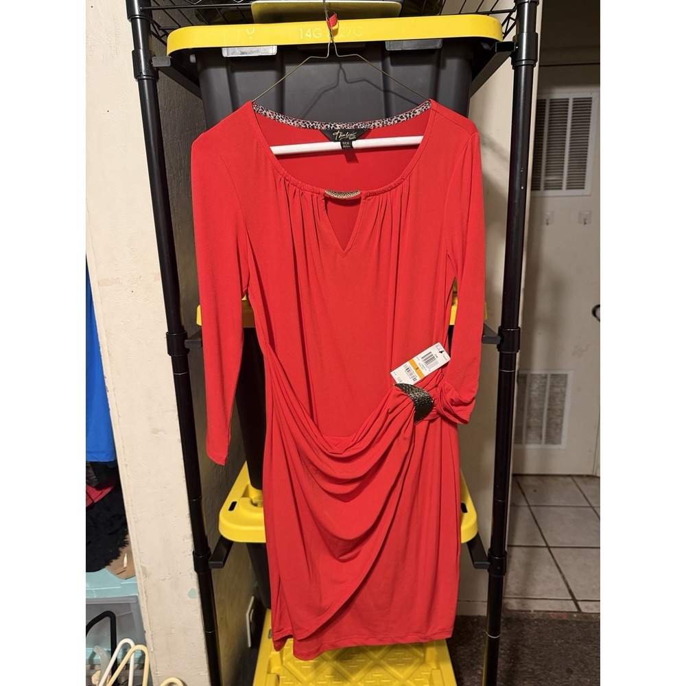 THALIA SODI Red Faux Wrap Dress‎ Size Small NWT
